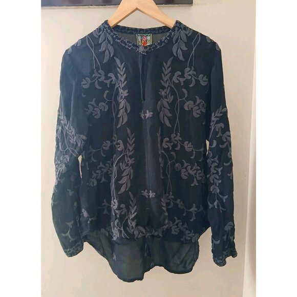 Johnny Was Sasha Embroidered Tie Front Blouse - Picture 5 of 12